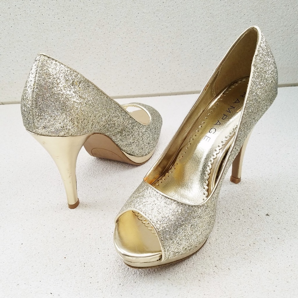 RAMPAGE Silver & Gold Glitter Prom Platform Heels